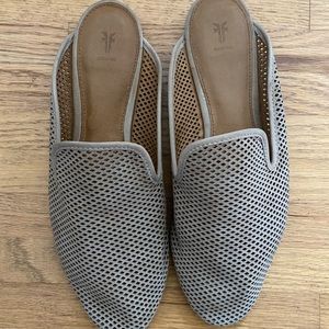 frye tan suede perforated slides mules size 10